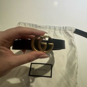 Authentic Gucci Marmont Thin Belt Size 80 | Gold Double G Buckle